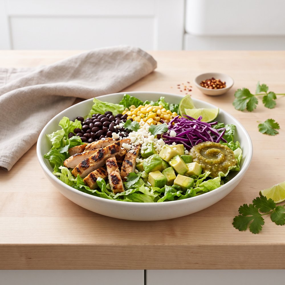 Southwest Chopped Salad with Salsa Verde and Spicy Chicken