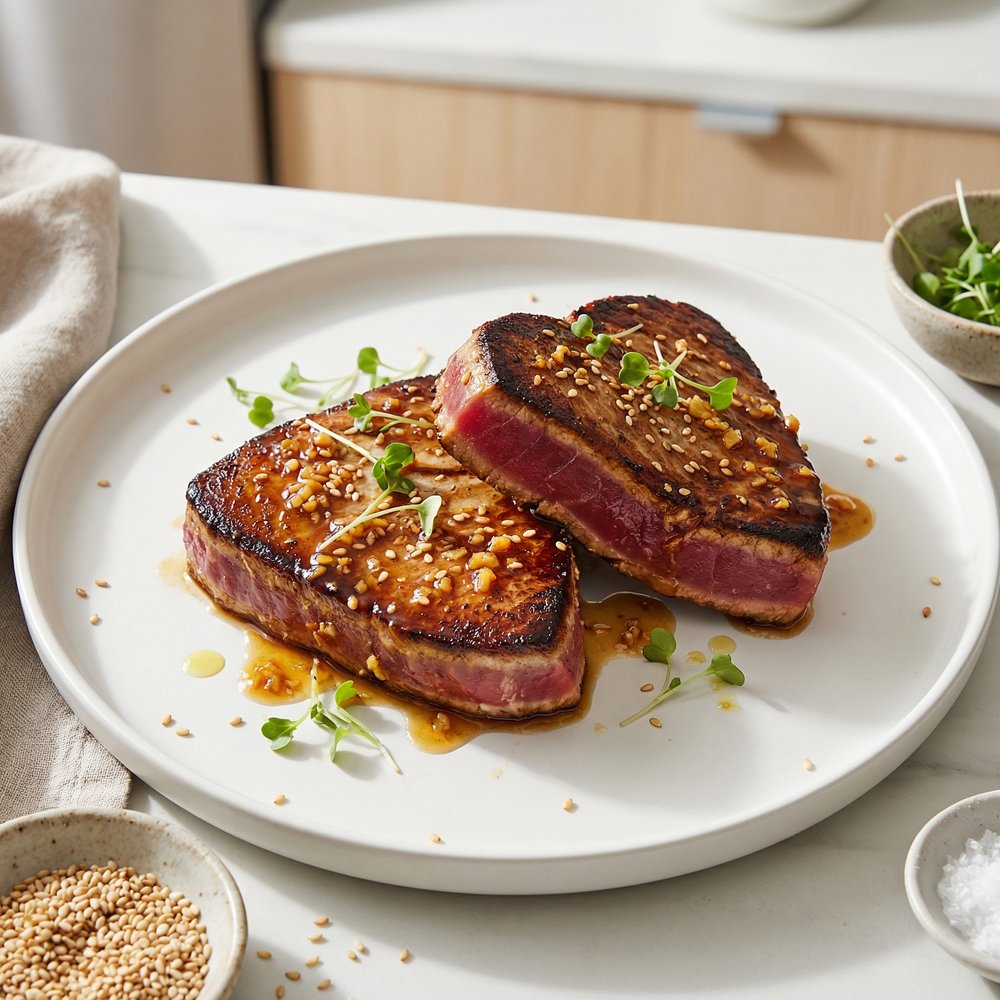 Pan-Seared Tuna Steaks with Soy-Sesame Marinade