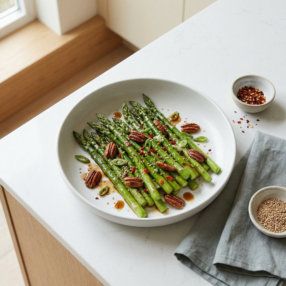 Asian-Style Asparagus Salad with Toasted Pecans
