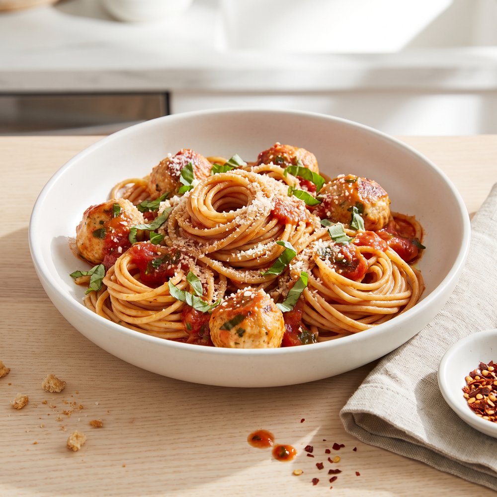 Spaghetti with Chicken Meatballs
