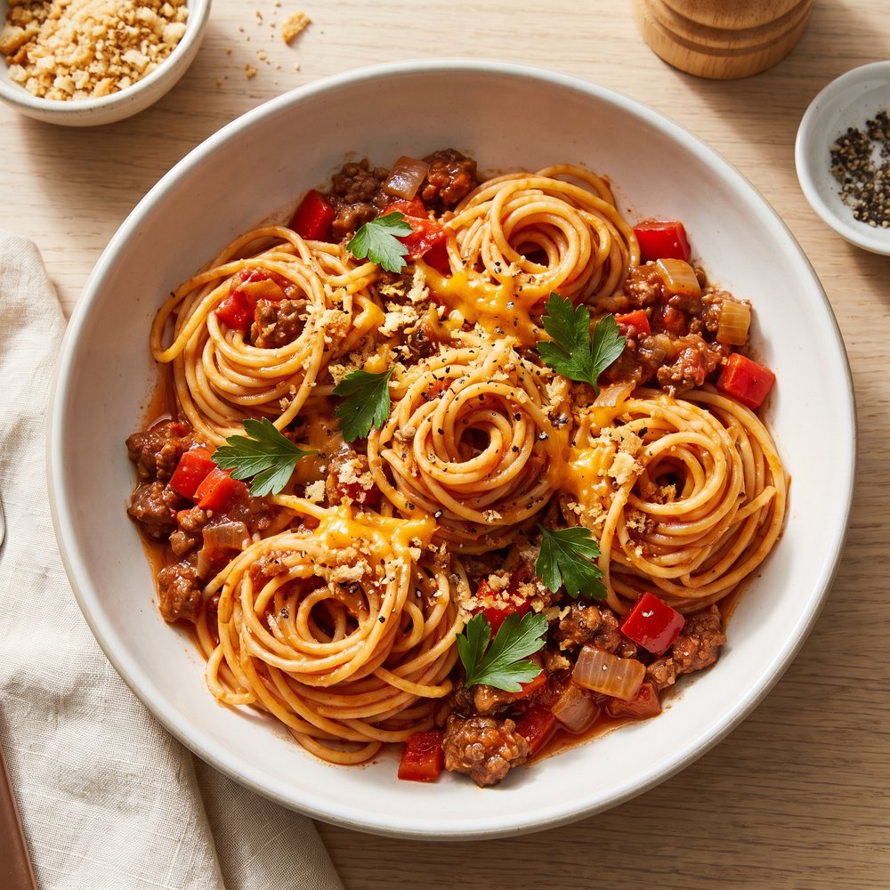 Spaghetti with Sloppy Joe Meat Sauce