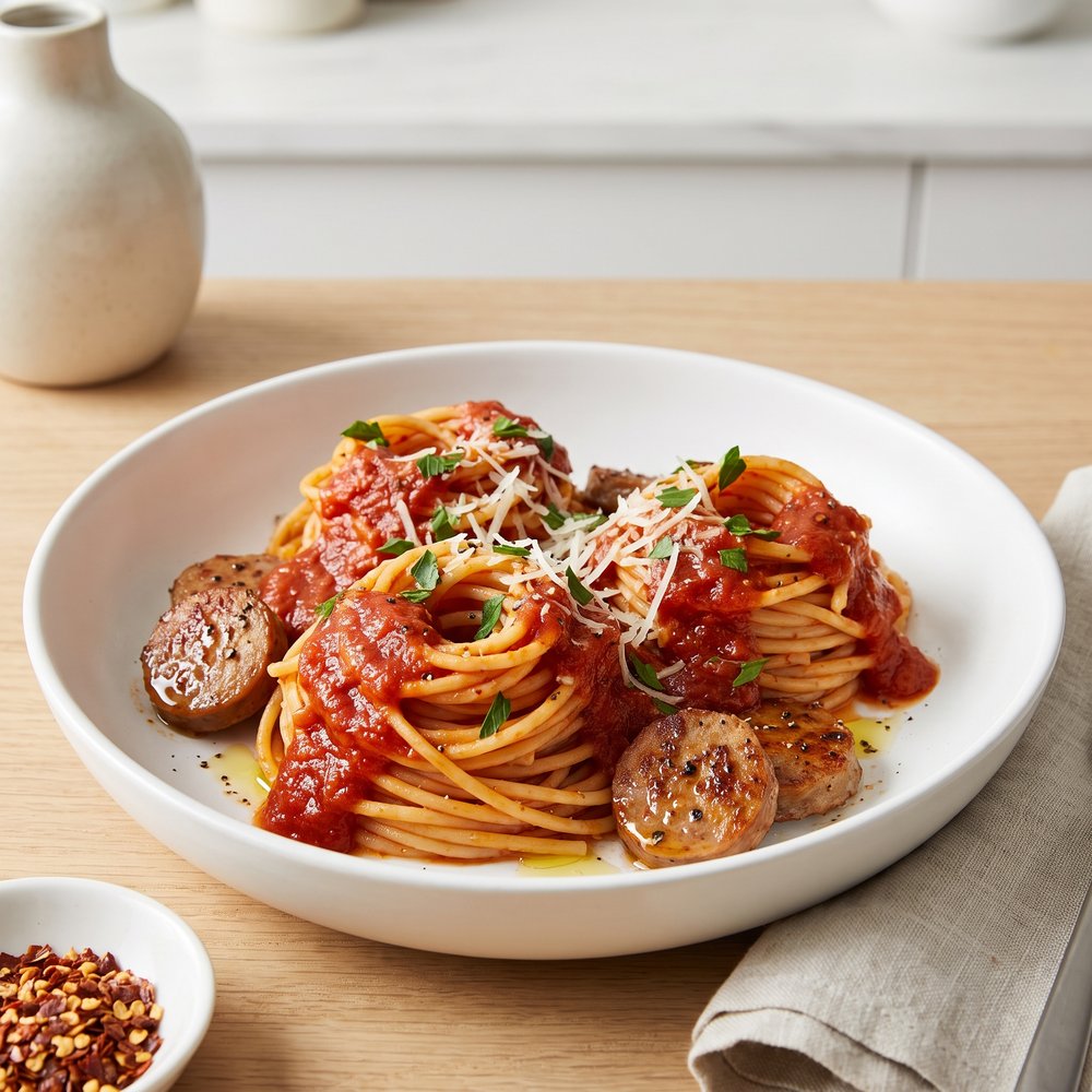 Spaghetti with Sweet Italian Sausage