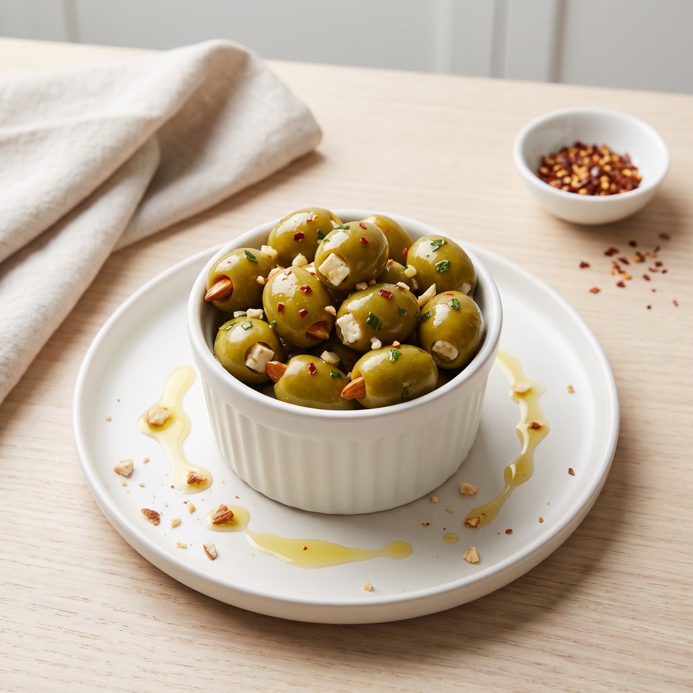 Spanish Stuffed Olive Tapas with Feta