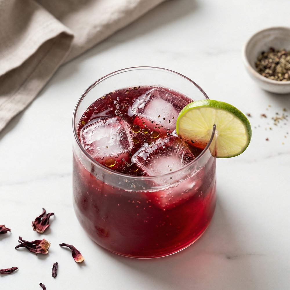 Fizzy Hibiscus Lime Refresher
