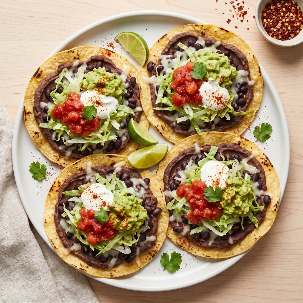 Spiced Black Bean Tostadas