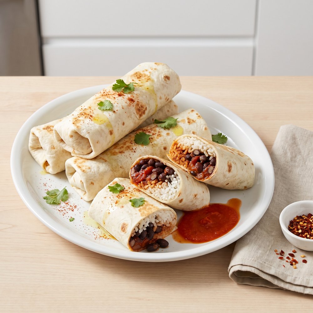 Spiced Black Bean and Rice Burritos