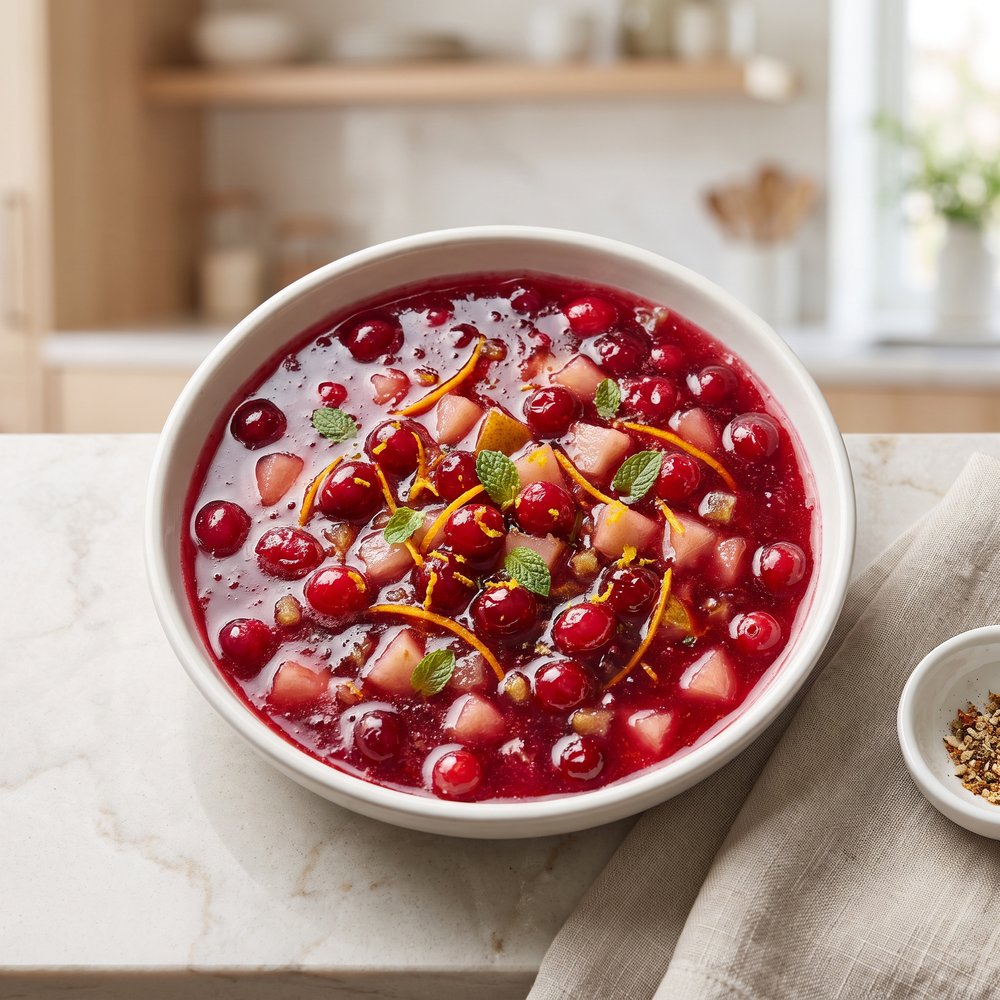 Spiced Cranberry Sauce with Ginger and Pear