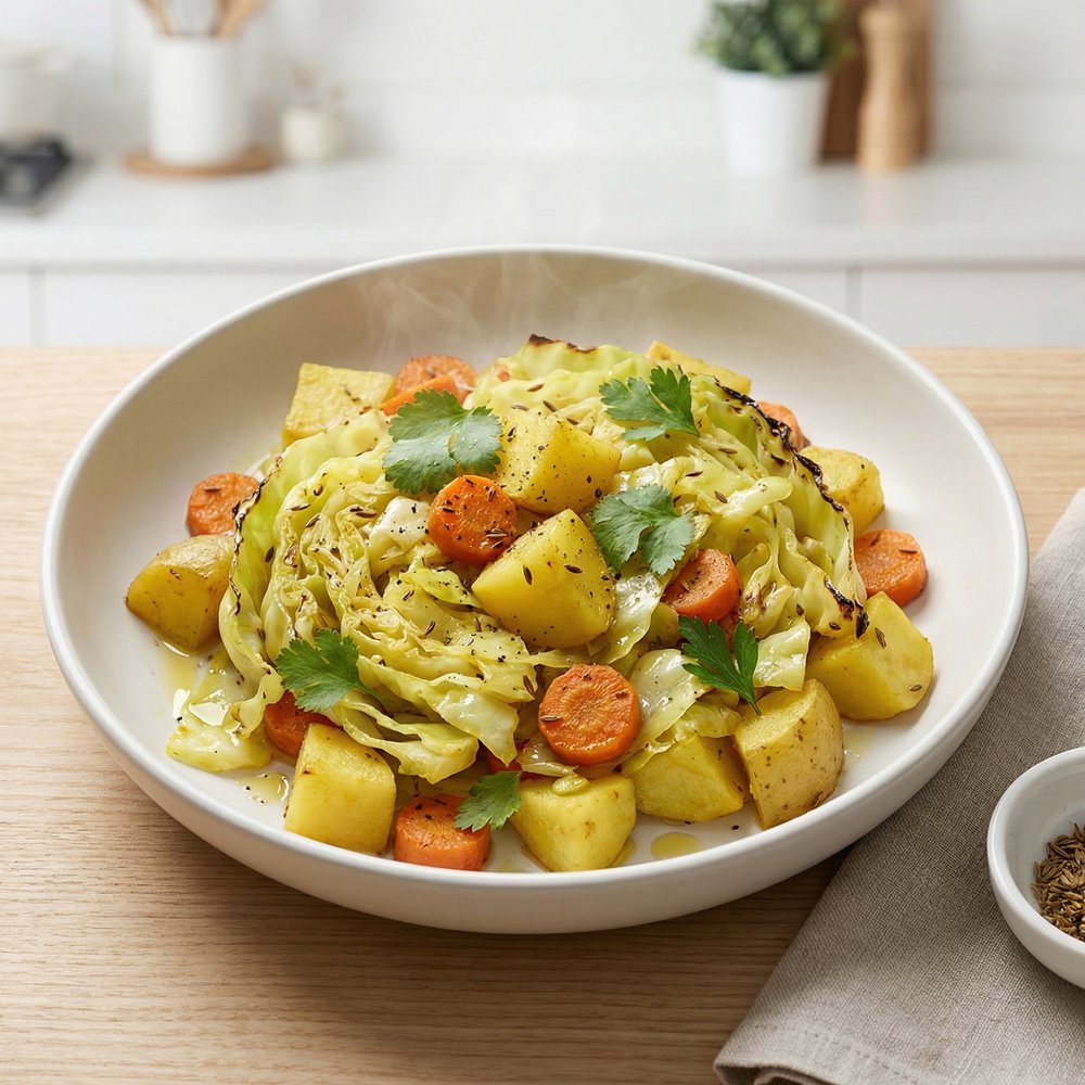 Ethiopian-Style Cabbage with Carrots and Potatoes