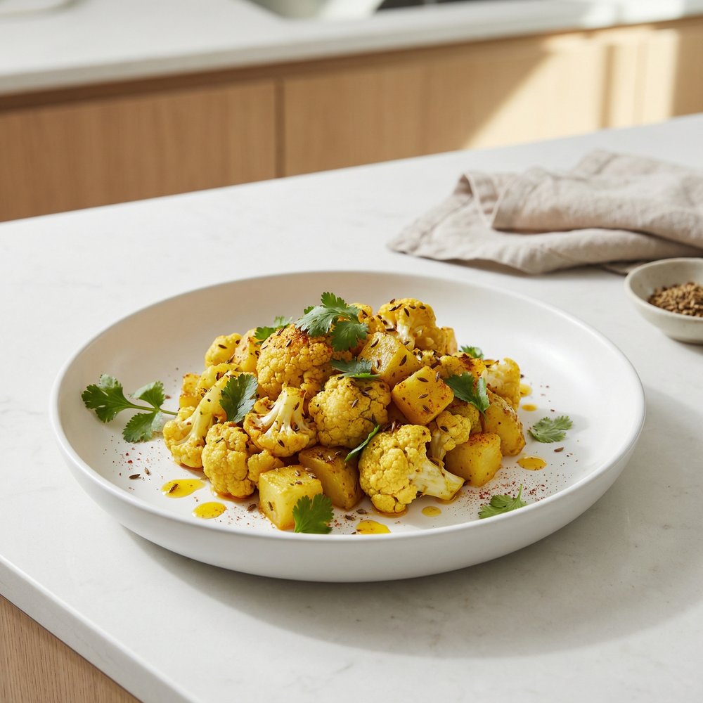 Gobi Aloo (Indian Style Cauliflower with Potatoes)