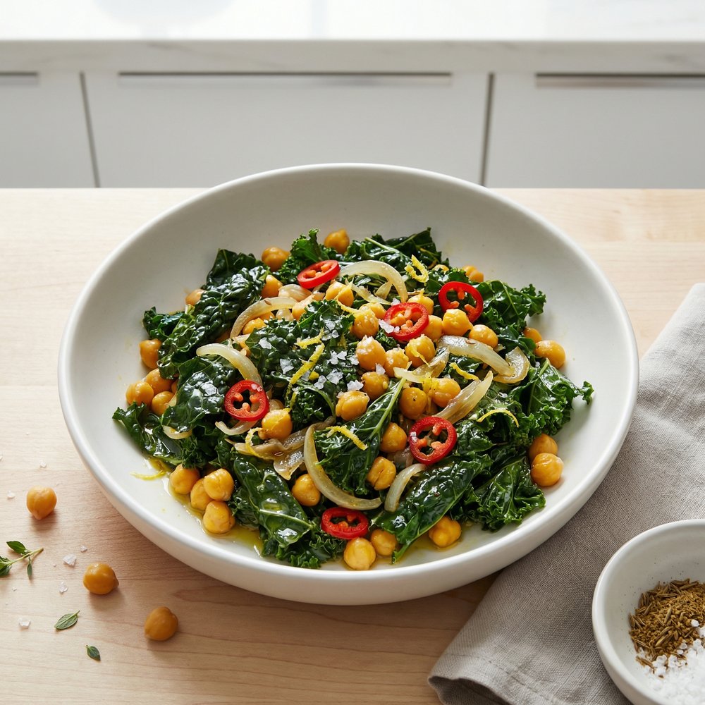 Spiced Indian-Style Kale and Chickpeas