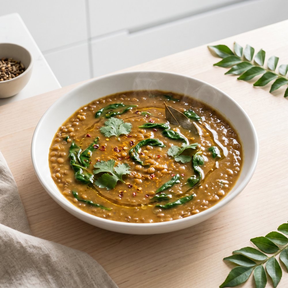 Spiced Indian Lentils with Spinach