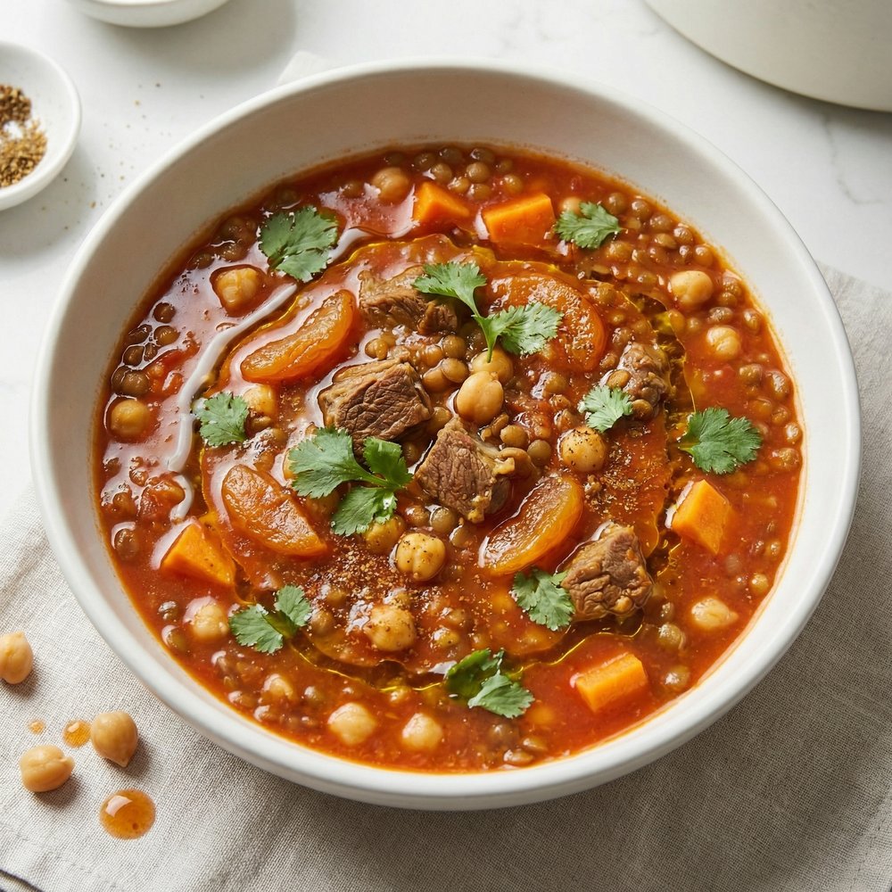 Moroccan Lamb, Lentil, and Chickpea Soup