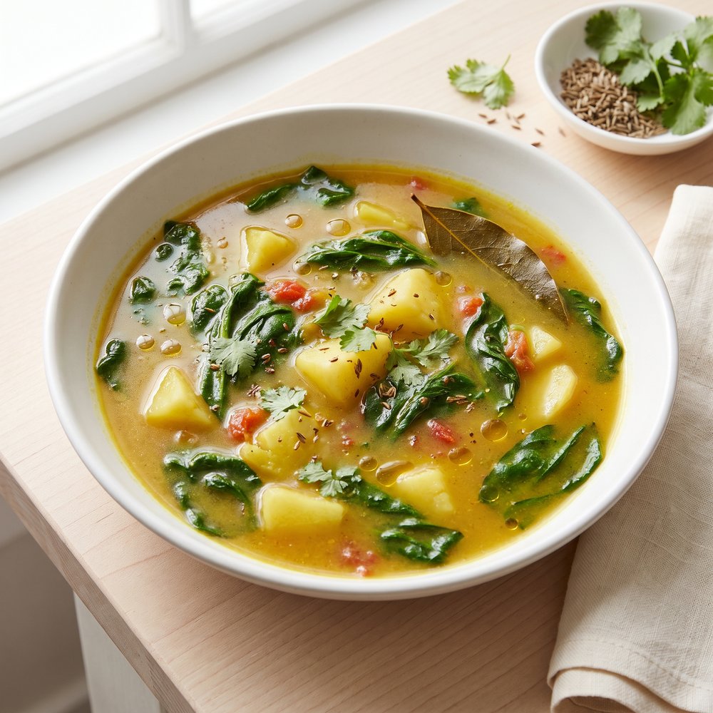 Spiced Potato & Spinach Soup