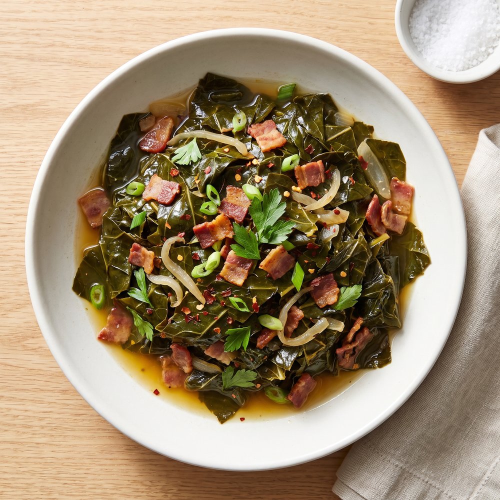 Spicy Bacon Collard Greens