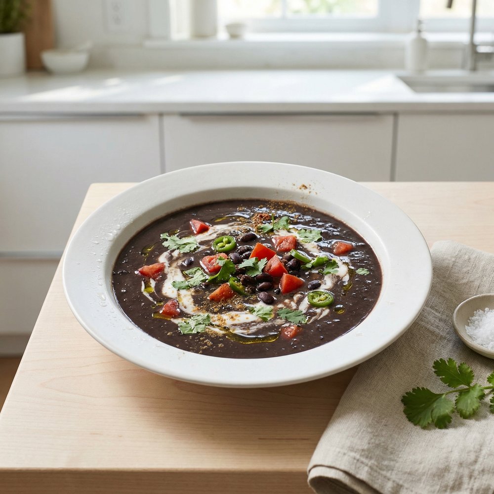 Tomato and Black Bean Soup with Lime