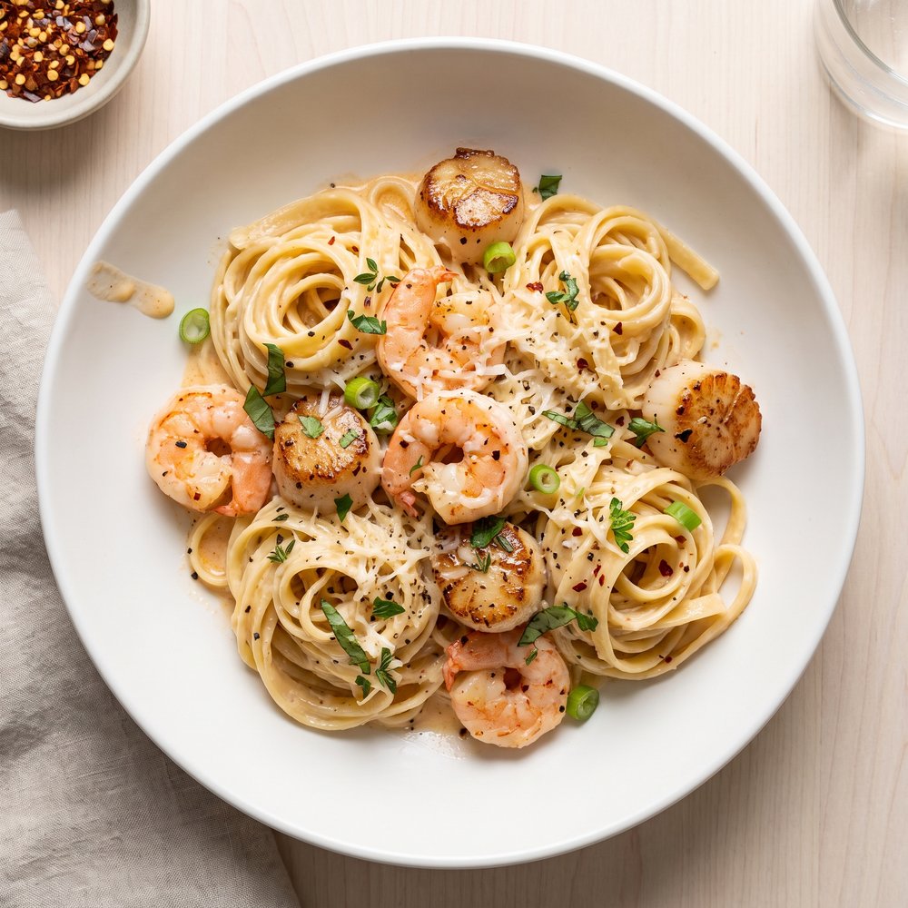 Spicy Cajun Cream Seafood Fettuccine