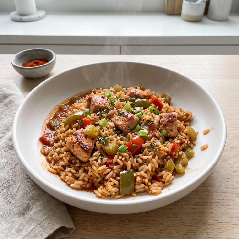 Spicy Chicken Jambalaya with Tomatoes