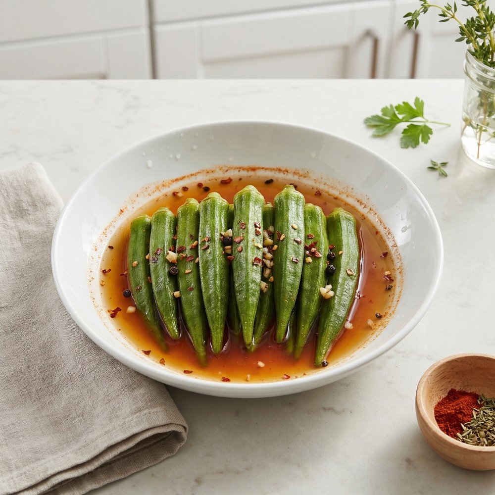 Smoky Hot Pickled Okra