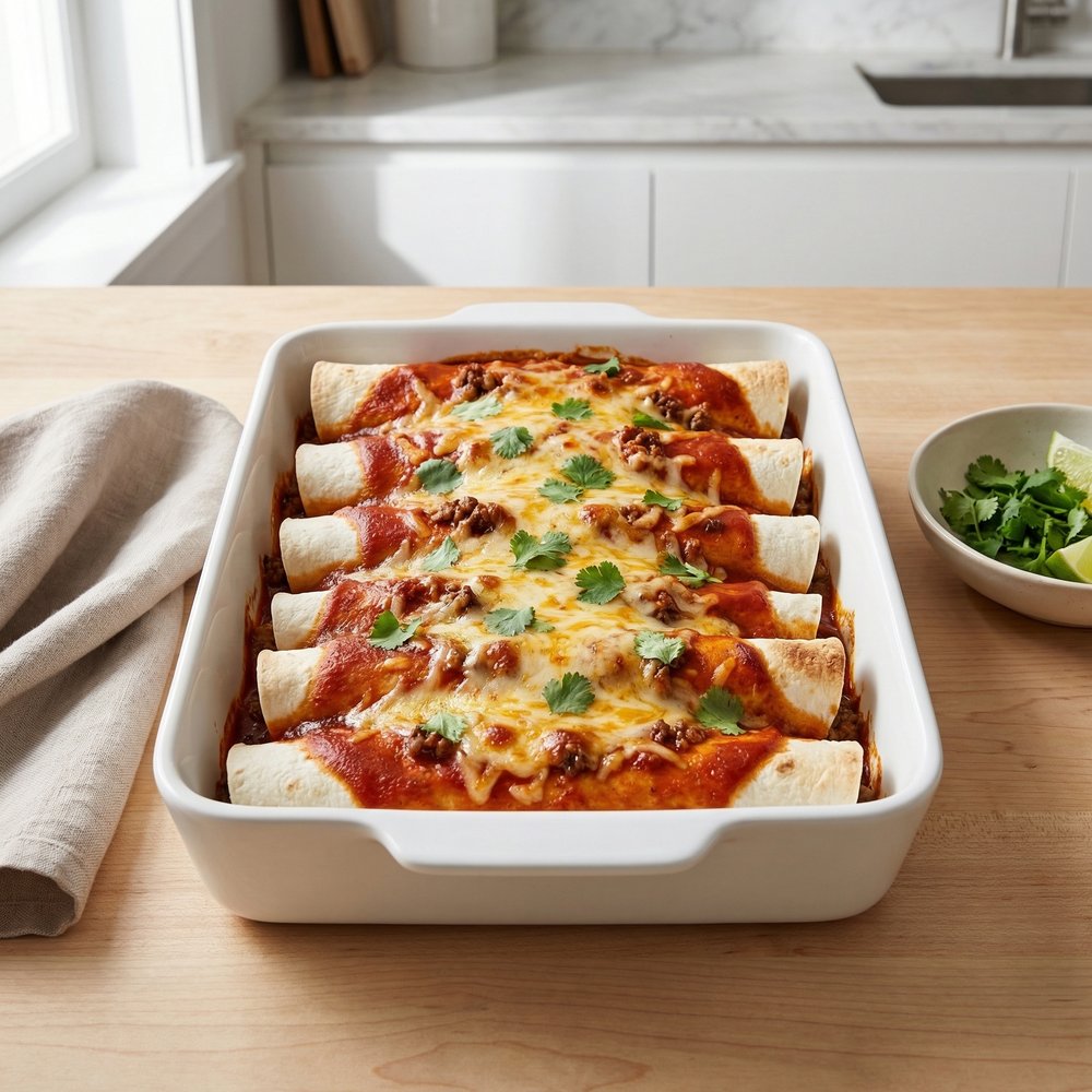 Beef Enchiladas in Fiery Red Chile Sauce