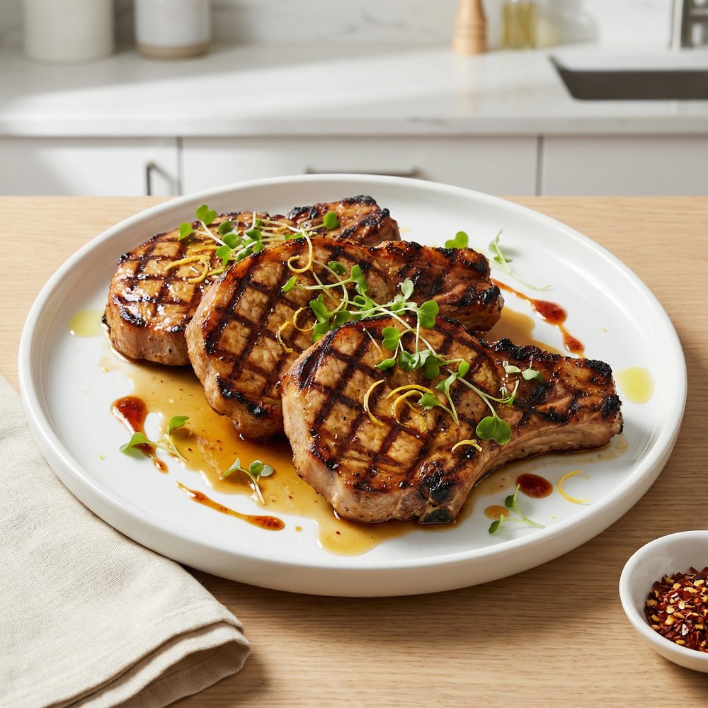 Spicy Soy-Lemon Marinated Pork Chops