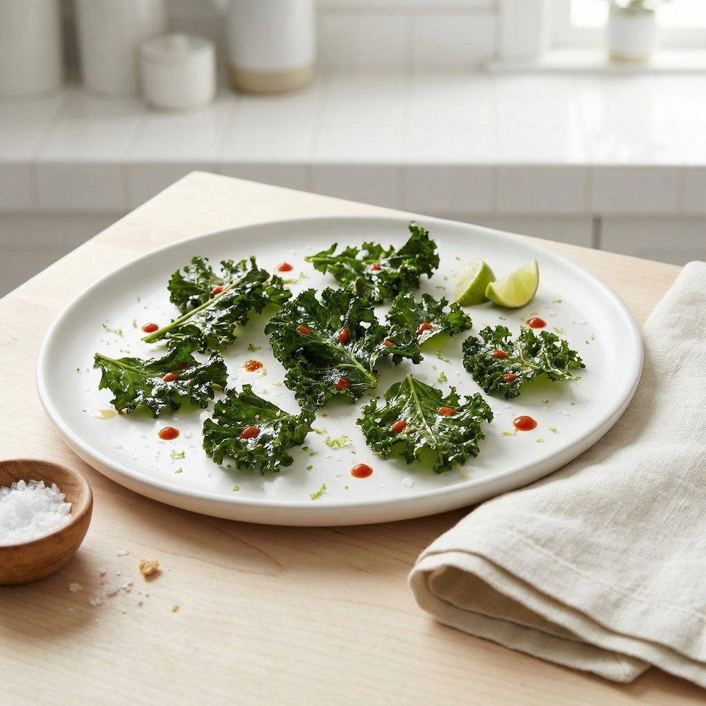 Crispy Kale Chips with Sriracha and Lime