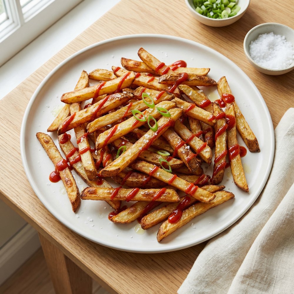 Crispy Air-Fried Sriracha Potato Fries