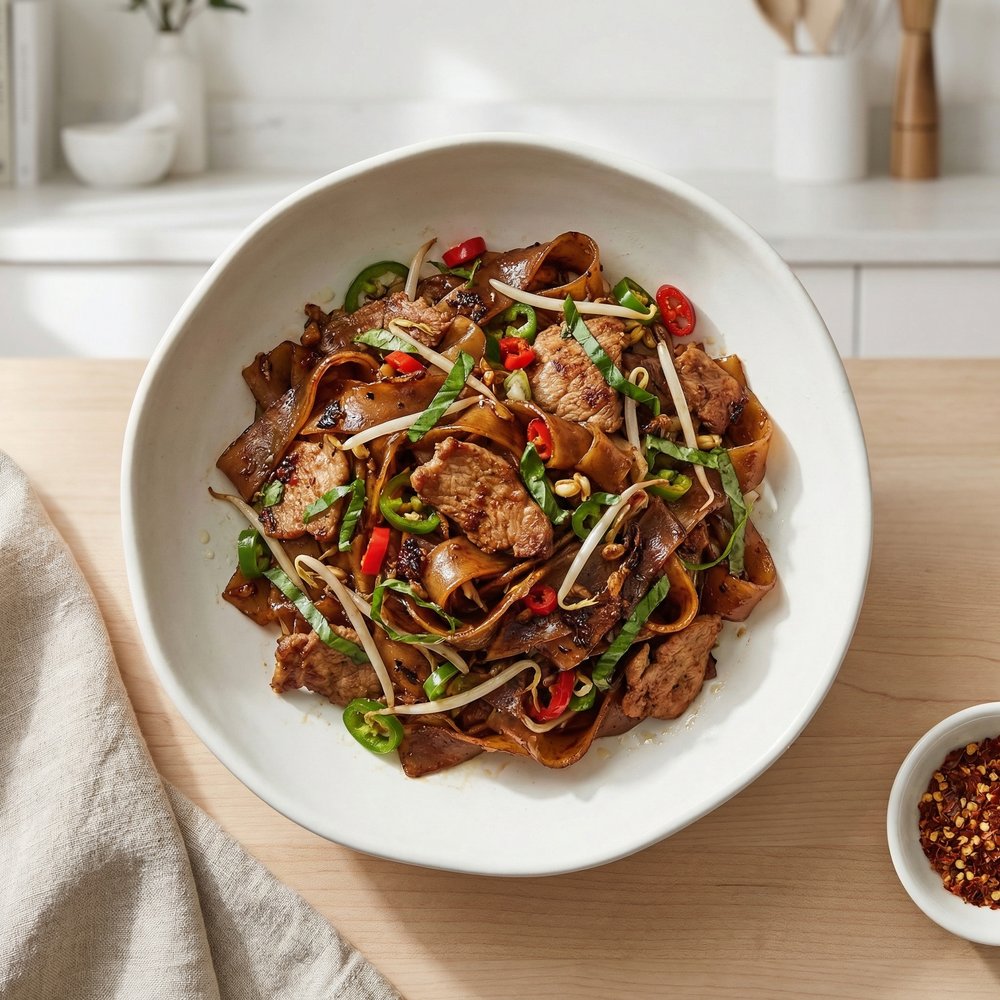 Thai Drunken Noodles (Pad Kee Mao) with Pork