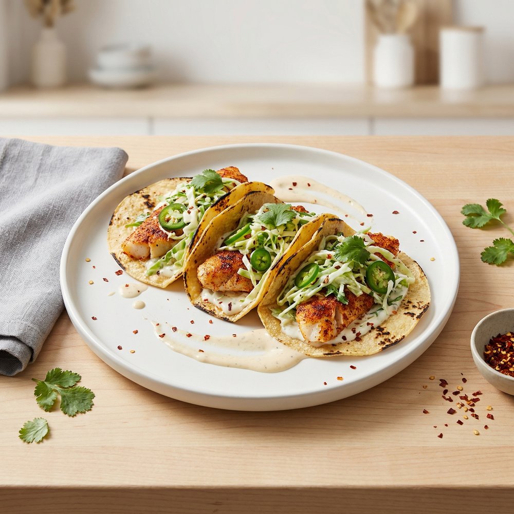 Spicy Fish Tacos with Fresh Lime Sauce