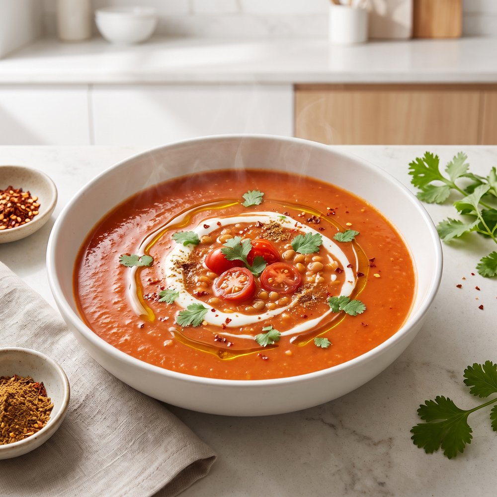 Spicy Tomato and Lentil Soup