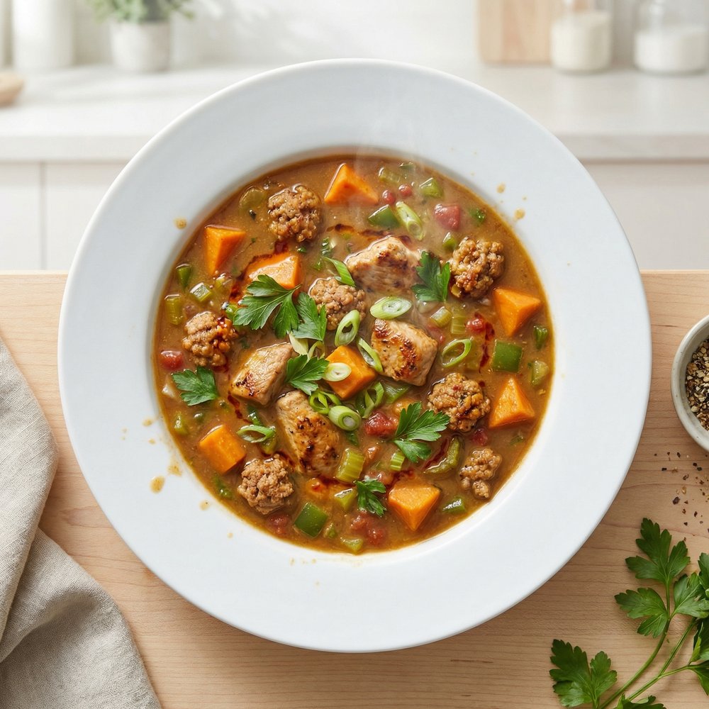 Turkey and Sweet Potato Cajun Gumbo