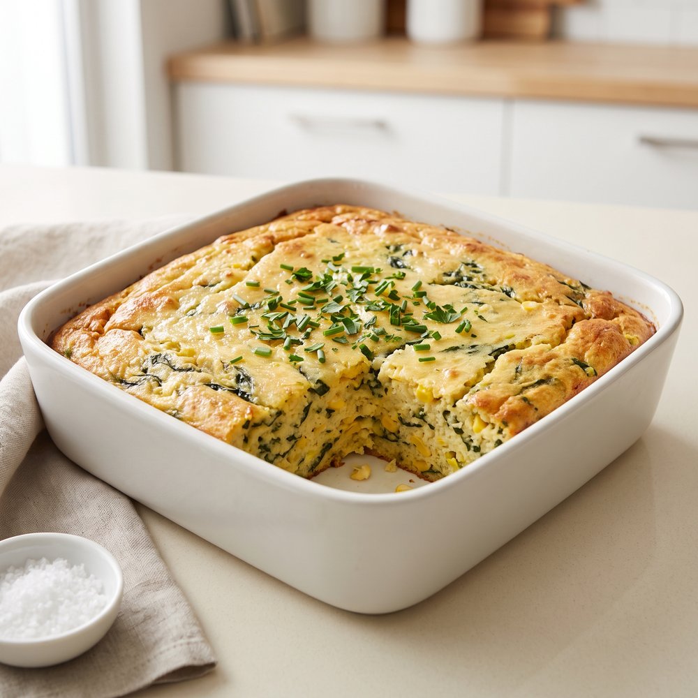 Spinach Corn Spoonbread Casserole