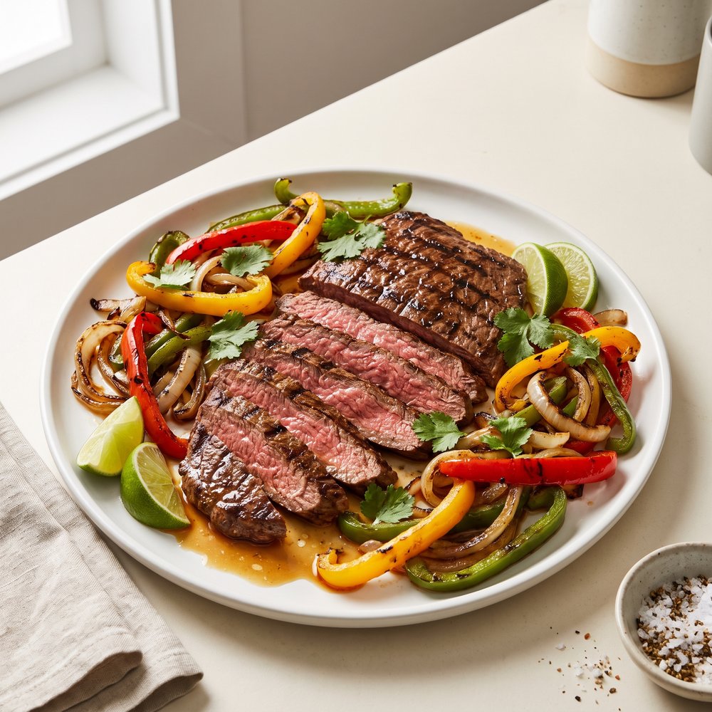 Steak, Onion, and Pepper Fajitas