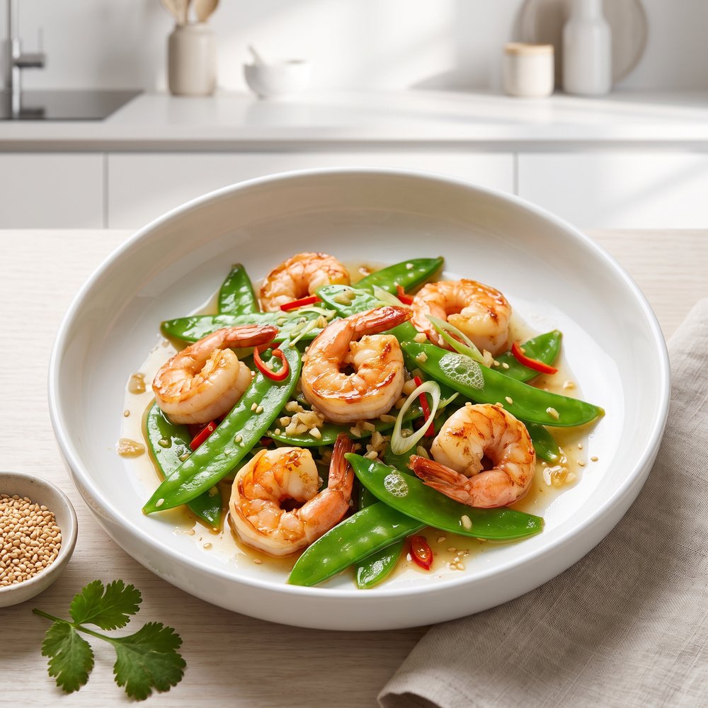 Stir-Fried Shrimp with Snow Peas and Ginger