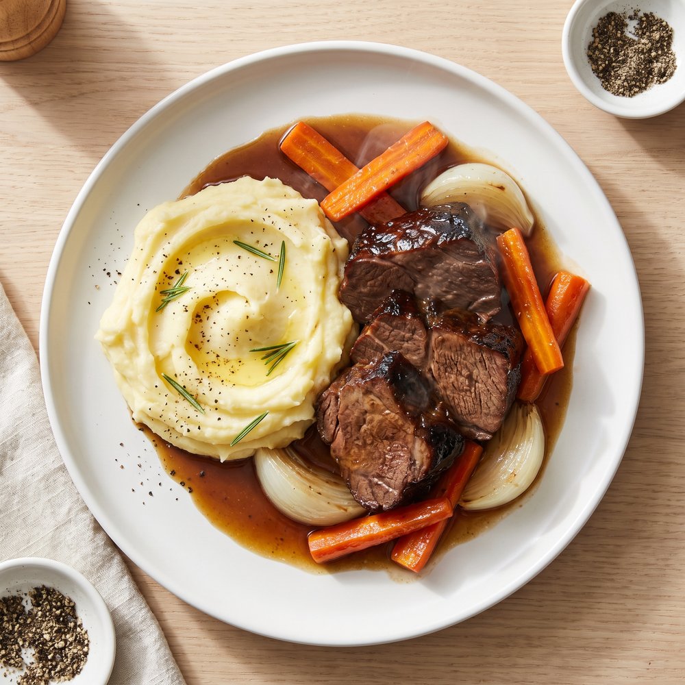 Stovetop Pot Roast with Creamy Mashed Potatoes