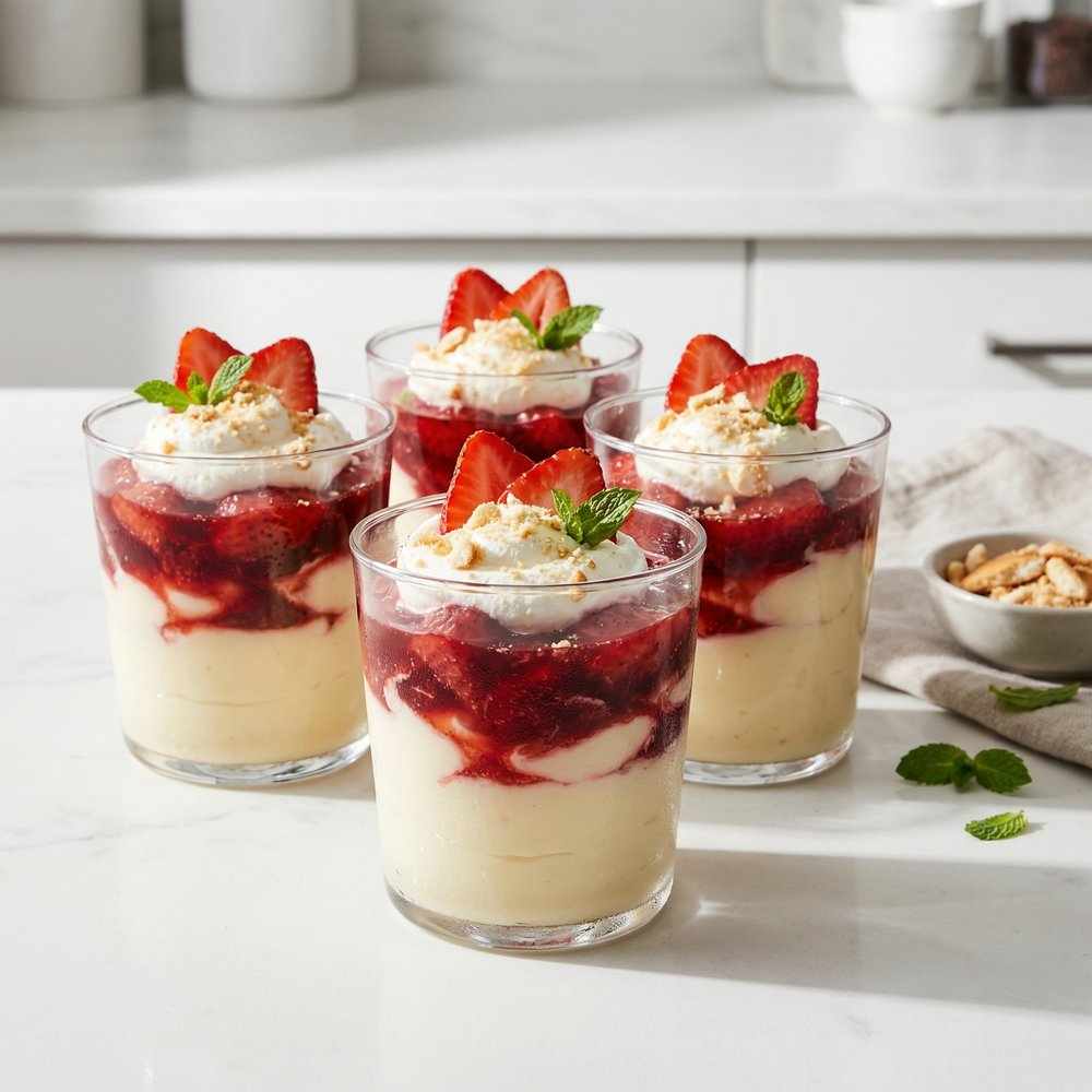 Easy Strawberry Pudding Parfaits