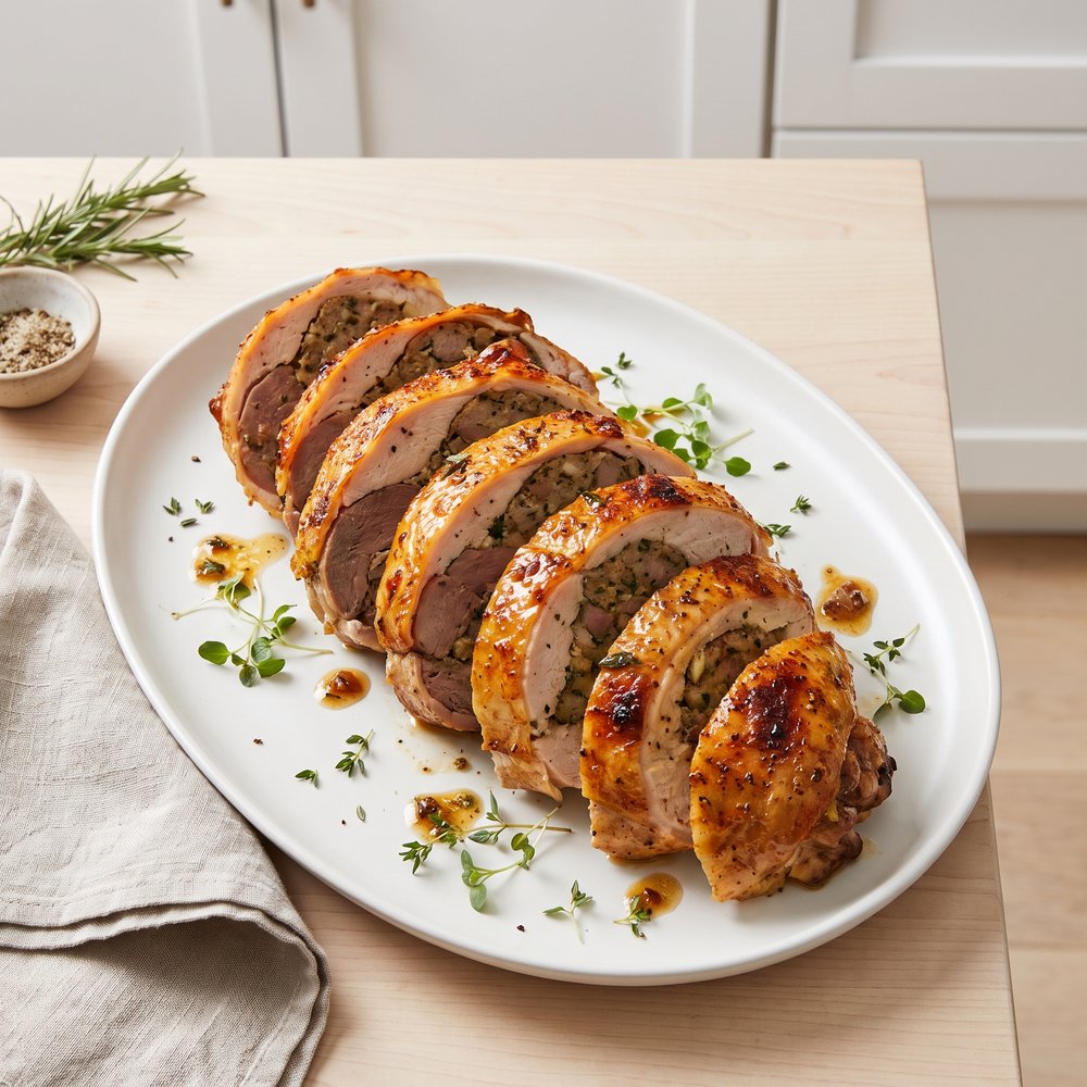 Stuffed Turkey-Duck-Chicken Roast (Classic Turducken)