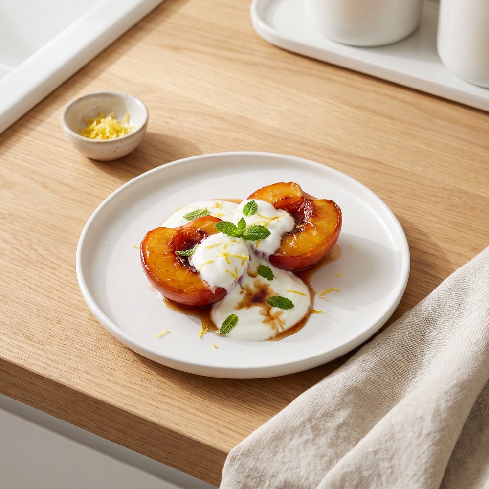 Sugar-Glazed Nectarine with Yogurt