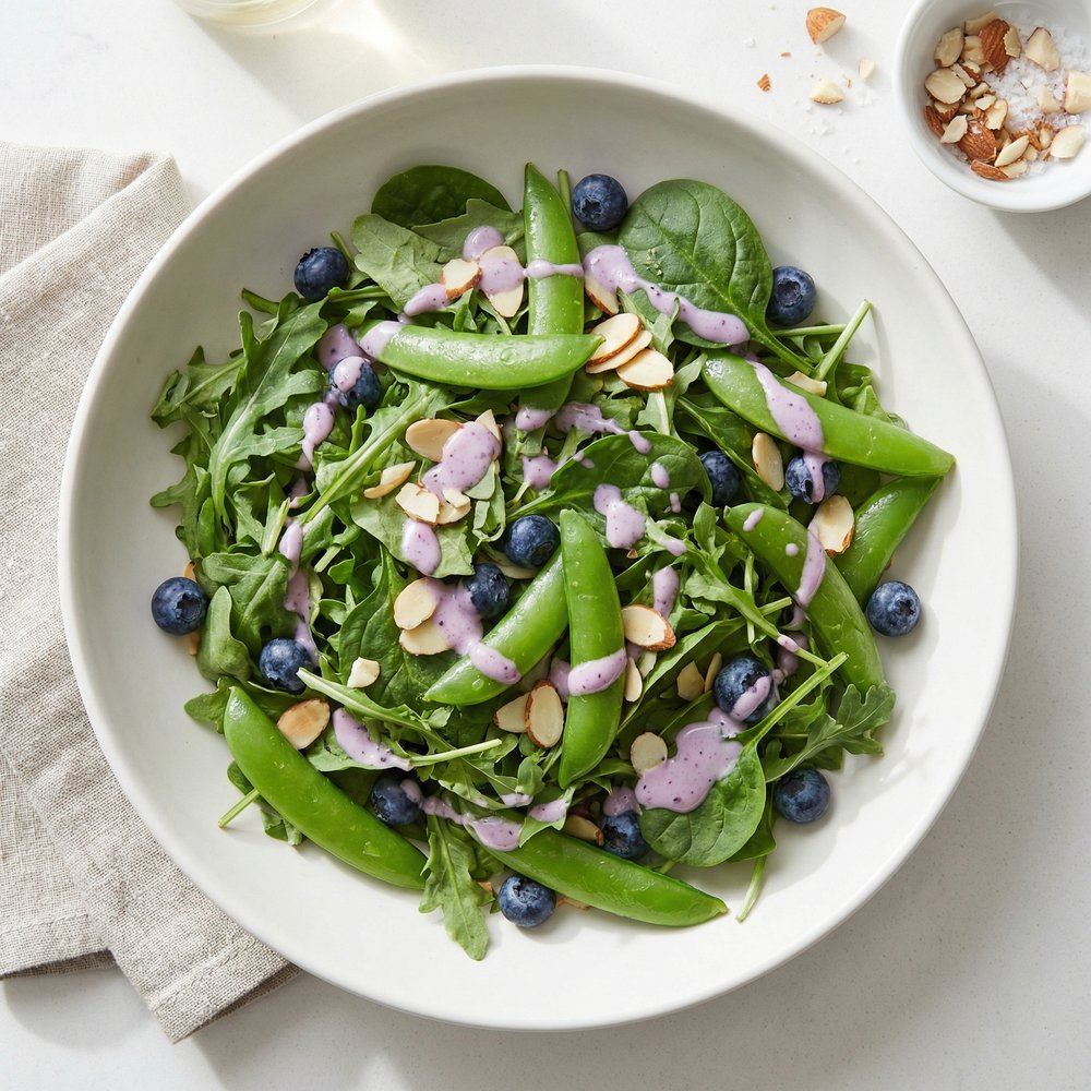 Blueberry and Sugar Snap Pea Greens Salad