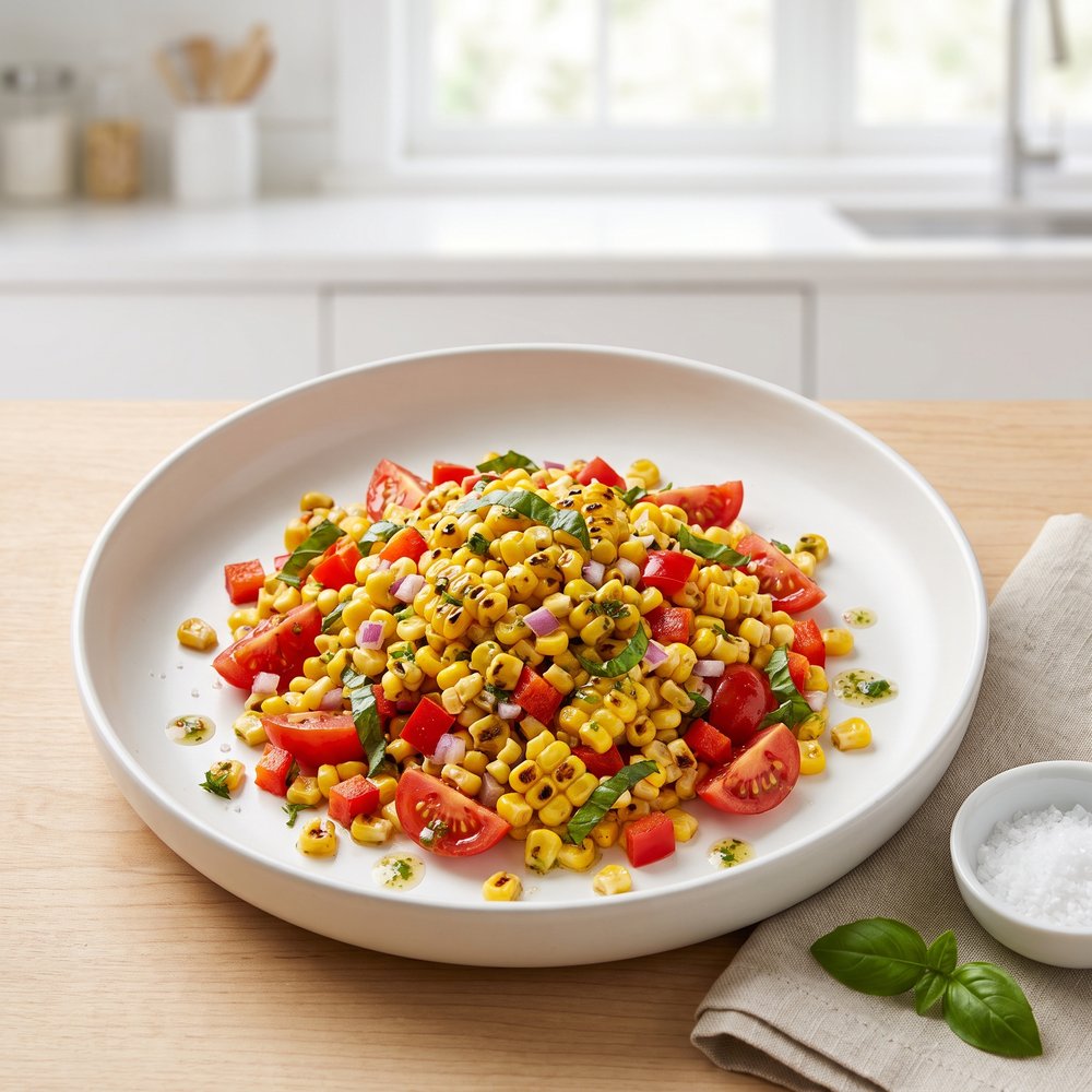 Summer Salad with Grilled Corn and Cherry Tomatoes