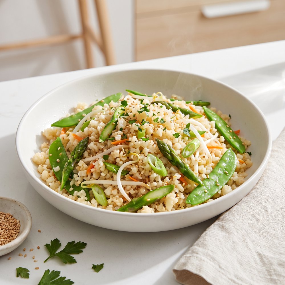 Summer Veggie Cauliflower Fried "Rice"