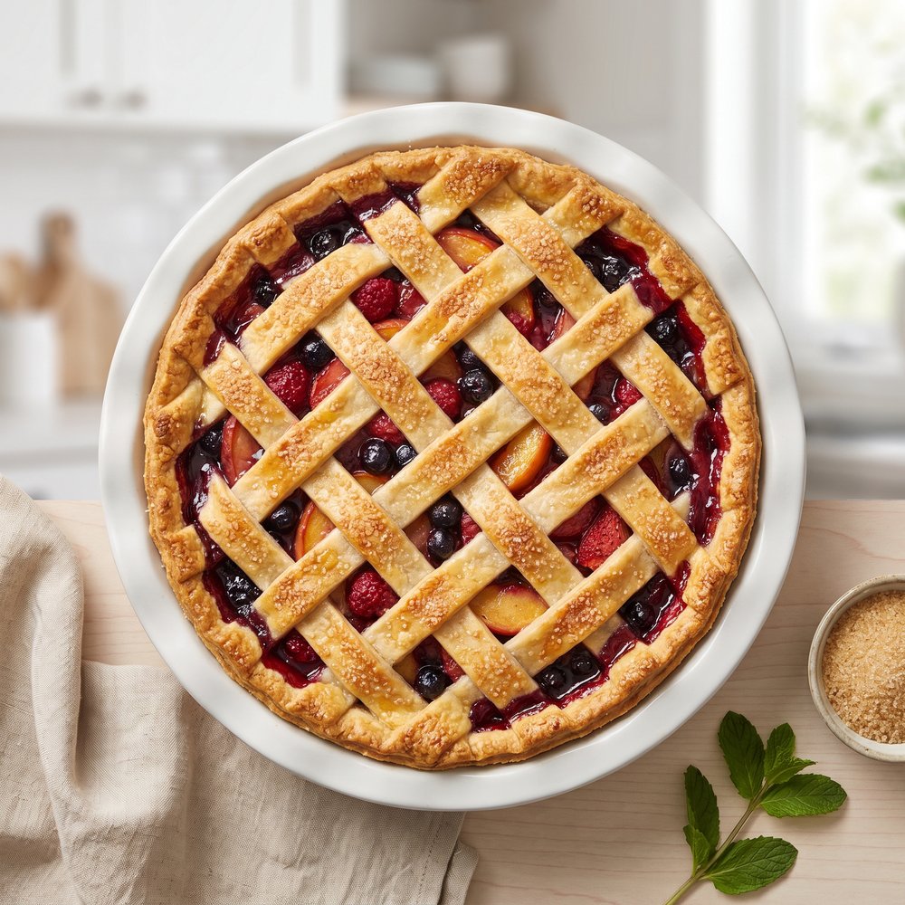 Sunny Season Triple Berry and Peach Pie
