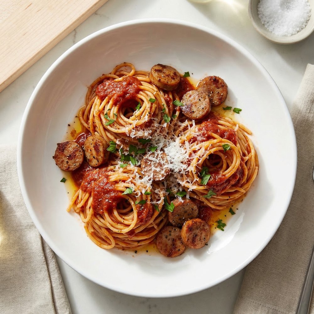 Spaghetti with Sweet Italian Sausage