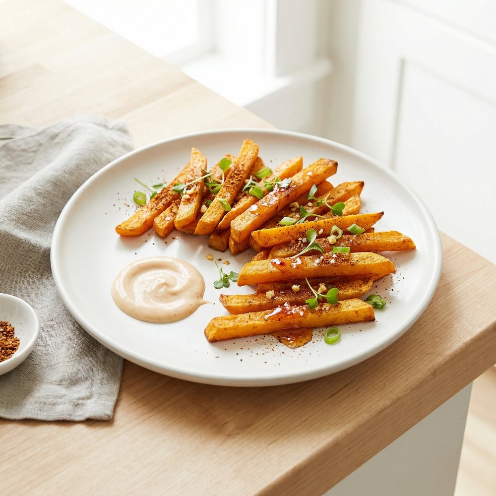 Sweet and Spicy Air Fryer Butternut Squash Fries