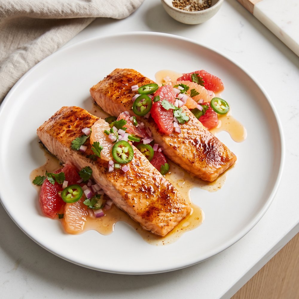 Sweet and Spicy Salmon with Grapefruit Salsa