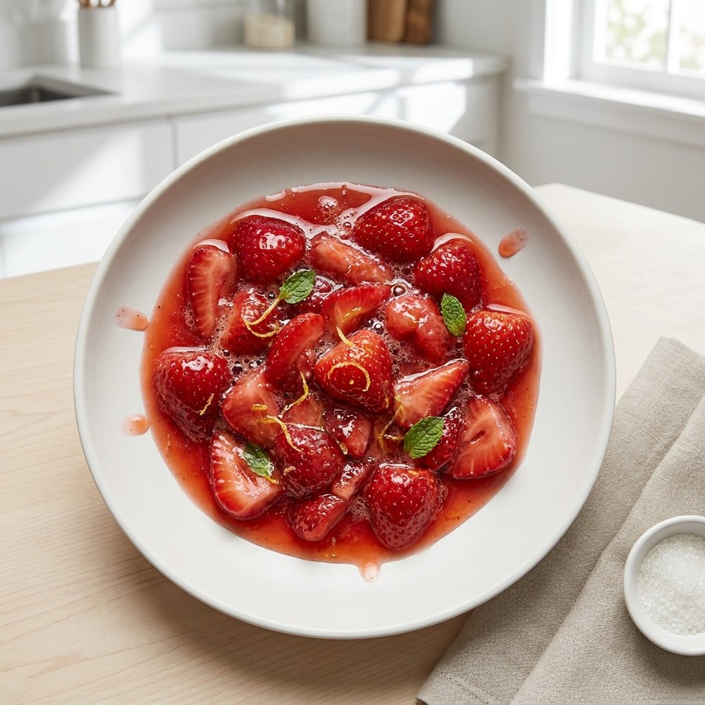 Sweetened Strawberries for Shortcake Topping