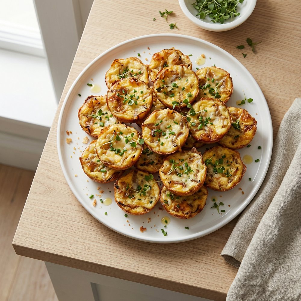 Quick Mini Quiches with Swiss and Onion