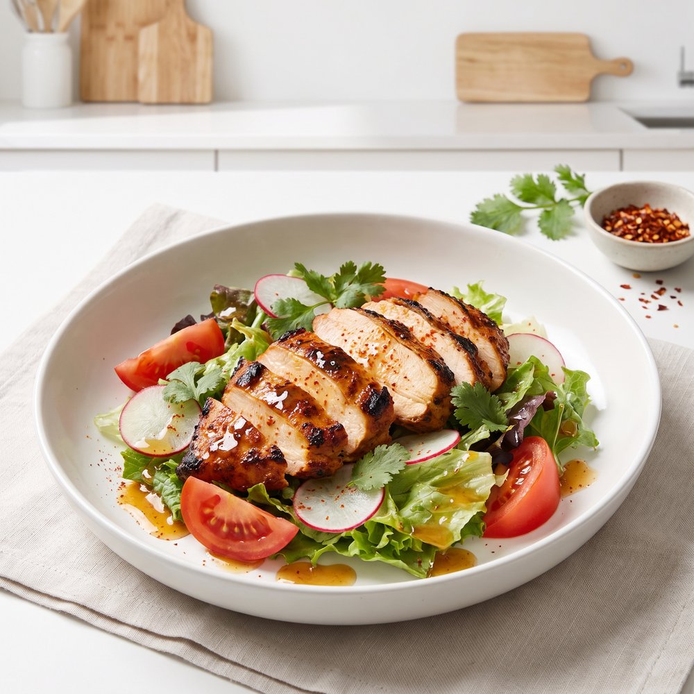 Tandoori-Grilled Chicken Salad with Lemon-Balsamic Dressing