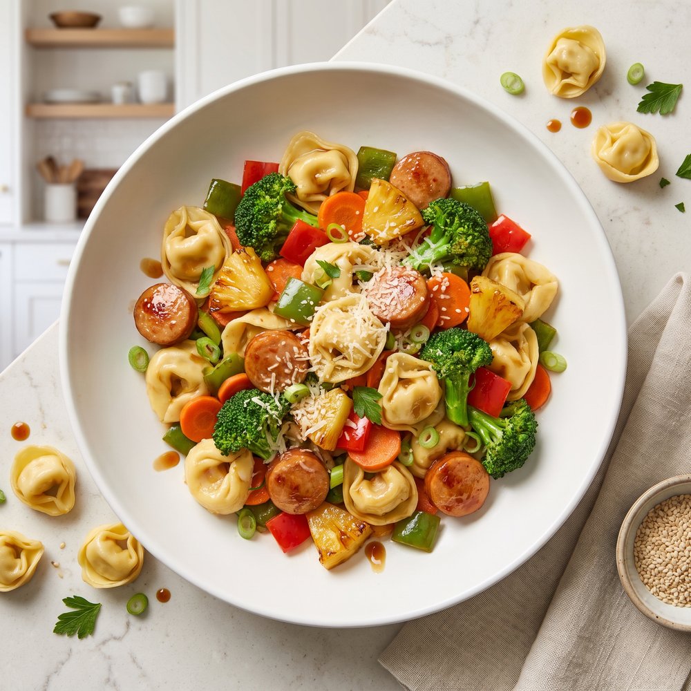 Teriyaki Chicken Meatball & Tortellini Stir-Fry
