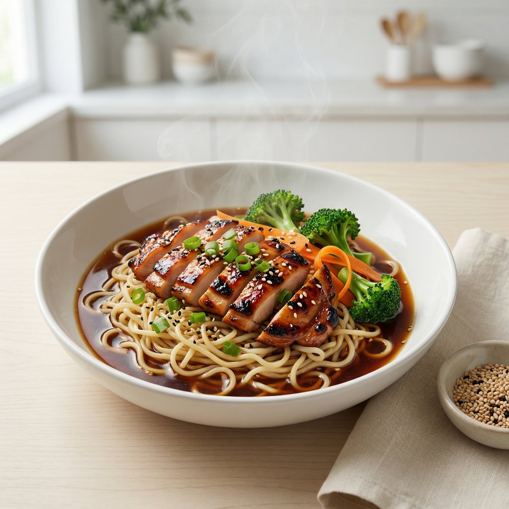 Easy Ramen with Chicken and Teriyaki Sauce