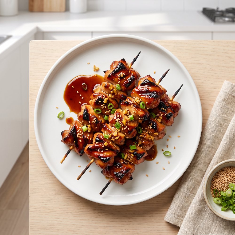 Teriyaki Chicken Thigh Skewers on the Grill